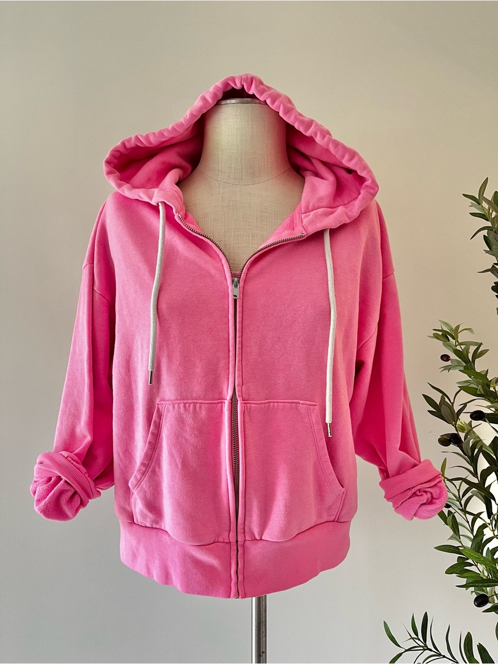 Gap Hot Pink Zip-Up Hooded Sweatshirt